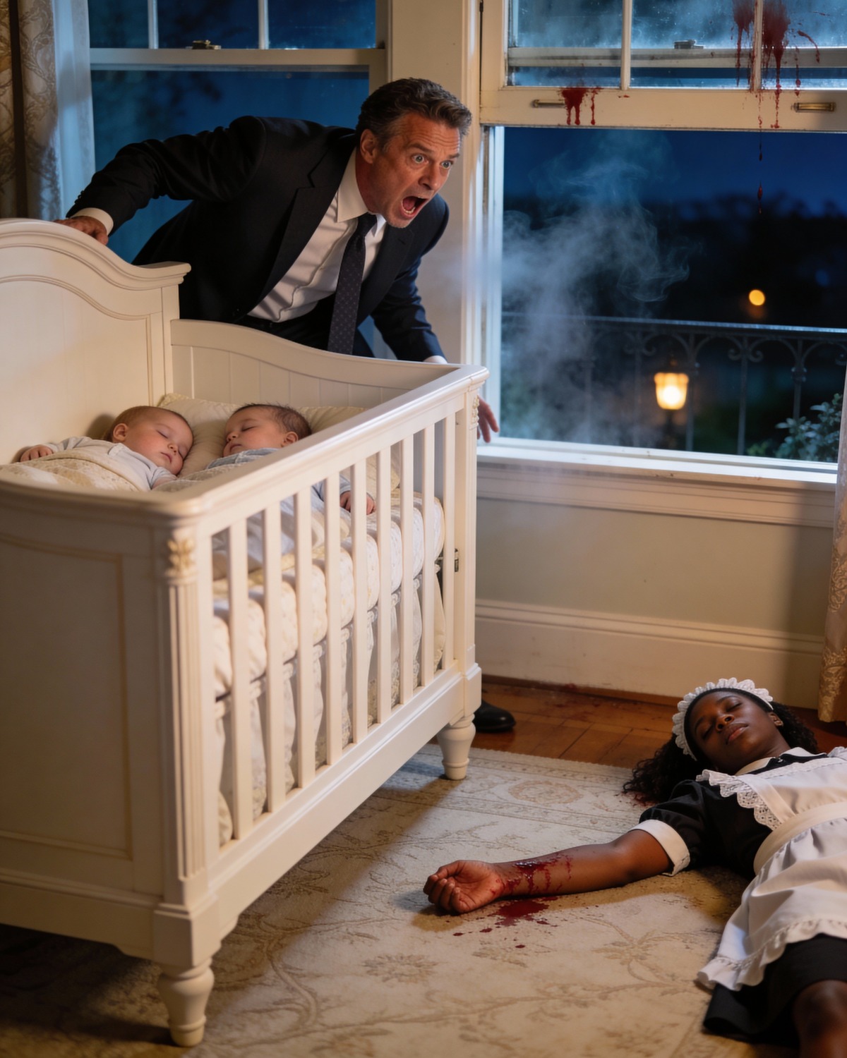 A billionaire comes home and finds his black maid sleeping on the floor with his 1-year-old twin children — and the shocking ending…