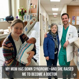 My mother raised me, a child with Down syndrome, all by herself – and today I wear this doctor’s coat thanks to her.🥰