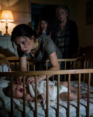 The baby’s cries filled the room, relentless and desperate.