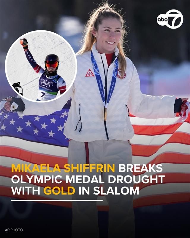 US star Mikaela Shiffrin wins slalom to break 8-year Olympic medal drought