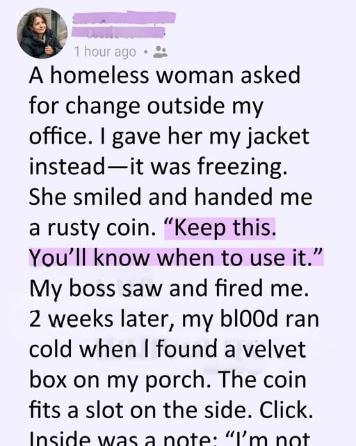 I Handed My Jacket to a Woman in the Cold, and Two Weeks Later a Velvet Box Turned My World Upside Down