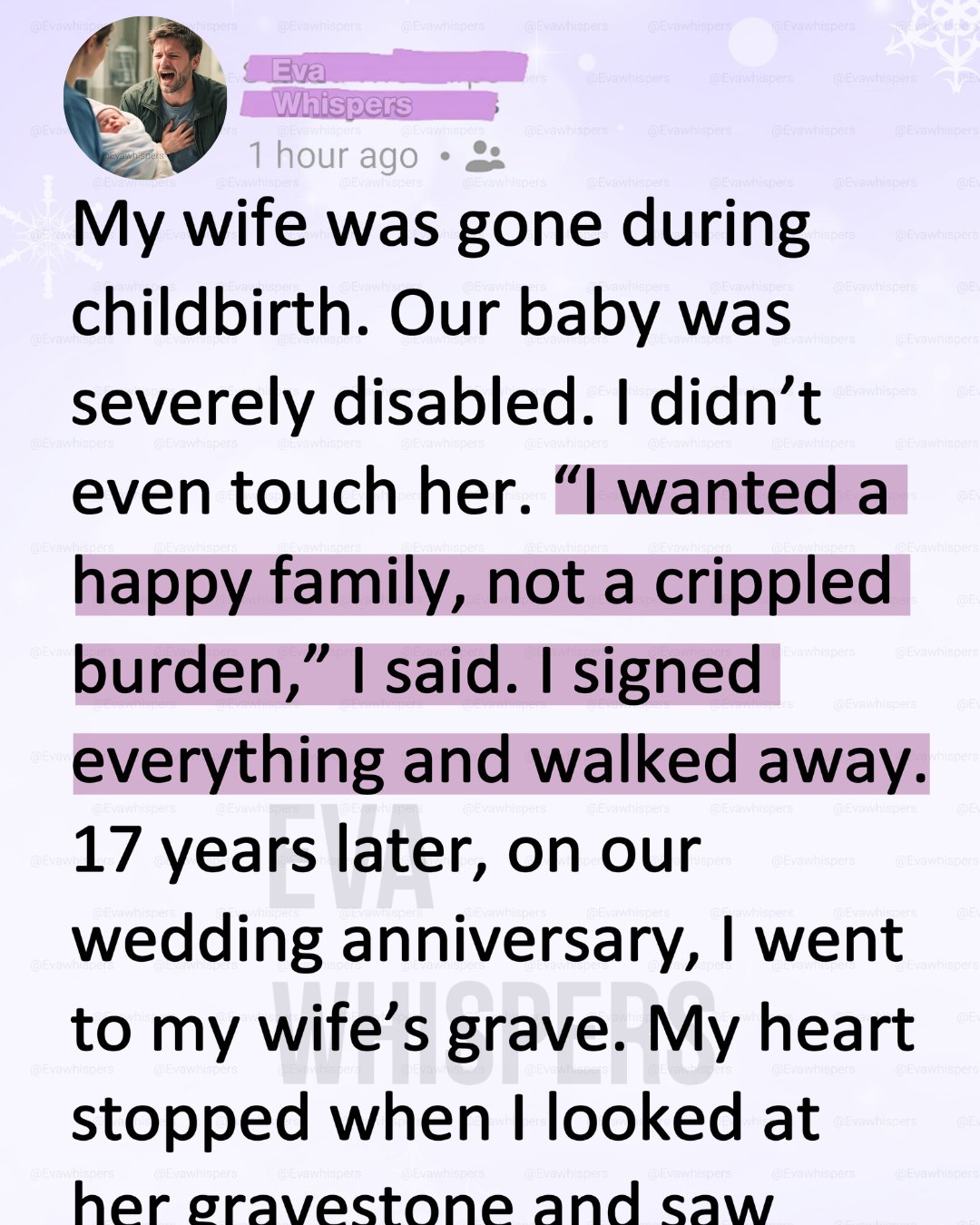 I Abandoned My Disabled Newborn the Day She Was Born—17 Years Later, I Returned to My Wife’s Grave and Froze