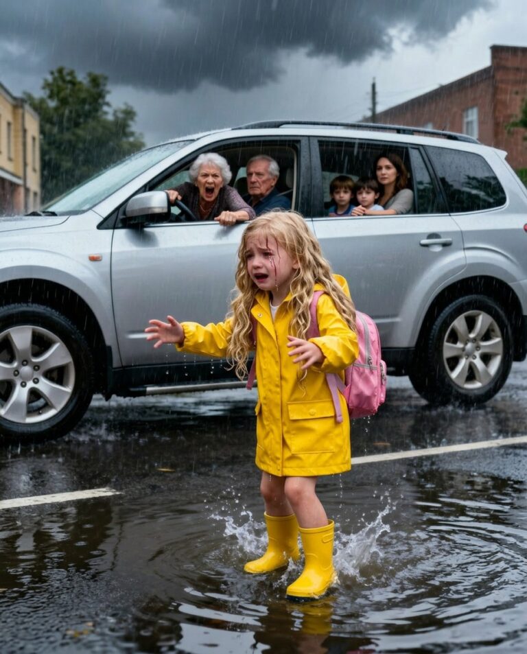 At pickup, my parents took my sister’s children and refused my daughter a ride. When she reached the car, my mother told her to walk home despite the heavy rain. My six-year-old begged, but they drove away, leaving her drenched and in tears.