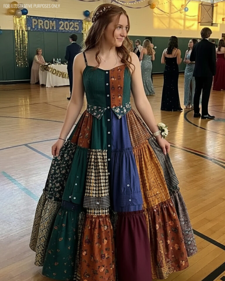 I Sewed a Dress From My Dad’s Shirts for Prom in His Honor – My Classmates Laughed Until the Principal Took the Mic and the Room Fell Silent