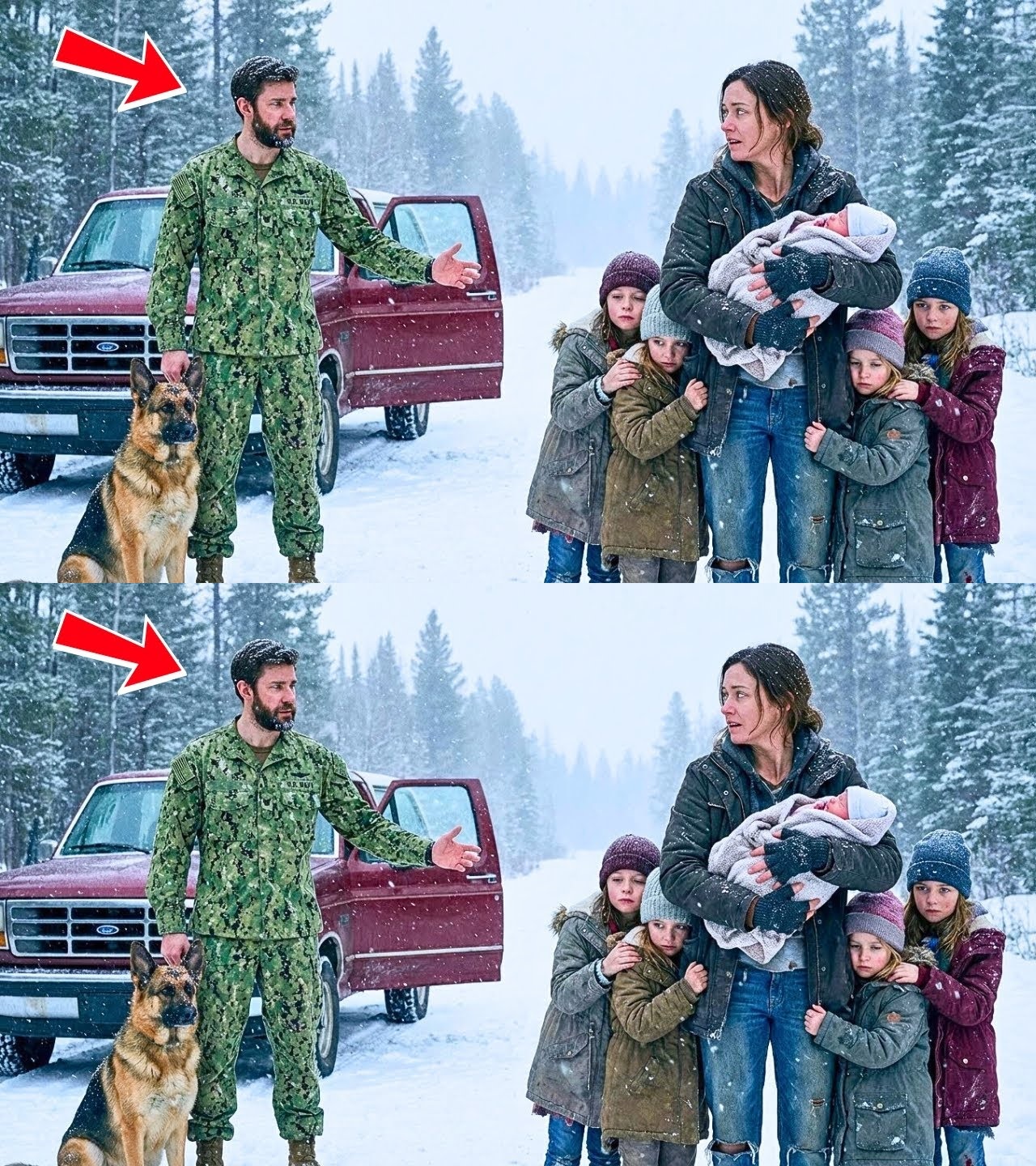 “Come With Me…” the Ex-Navy SEAL Said — After Seeing the Widow and Her Family in the Blizzard