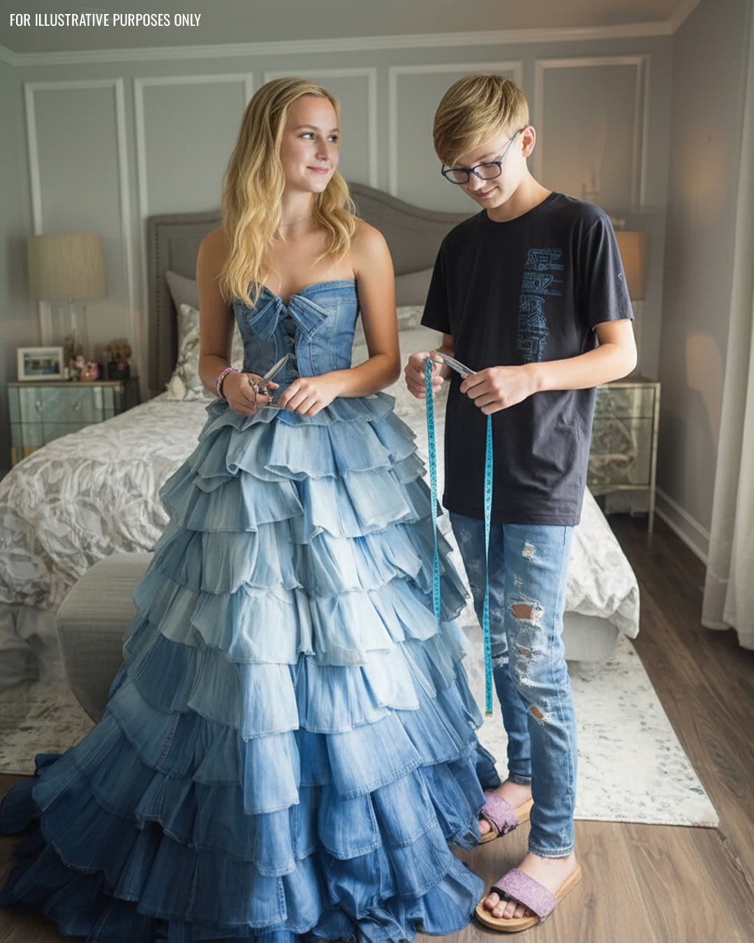 My Stepmom Refused to Give Me Money for a Prom Dress – My Brother Sewed One from Our Late Mom’s Jeans Collection, and What Happened Next Made Her Jaw Drop