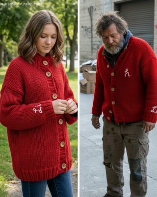 I Saw a Homeless Man Outside the Grocery Store Wearing My Missing Daughter’s Hand-Knit Red Sweater – His 4-Word Confession Made Me Drop My Groceries in Shock