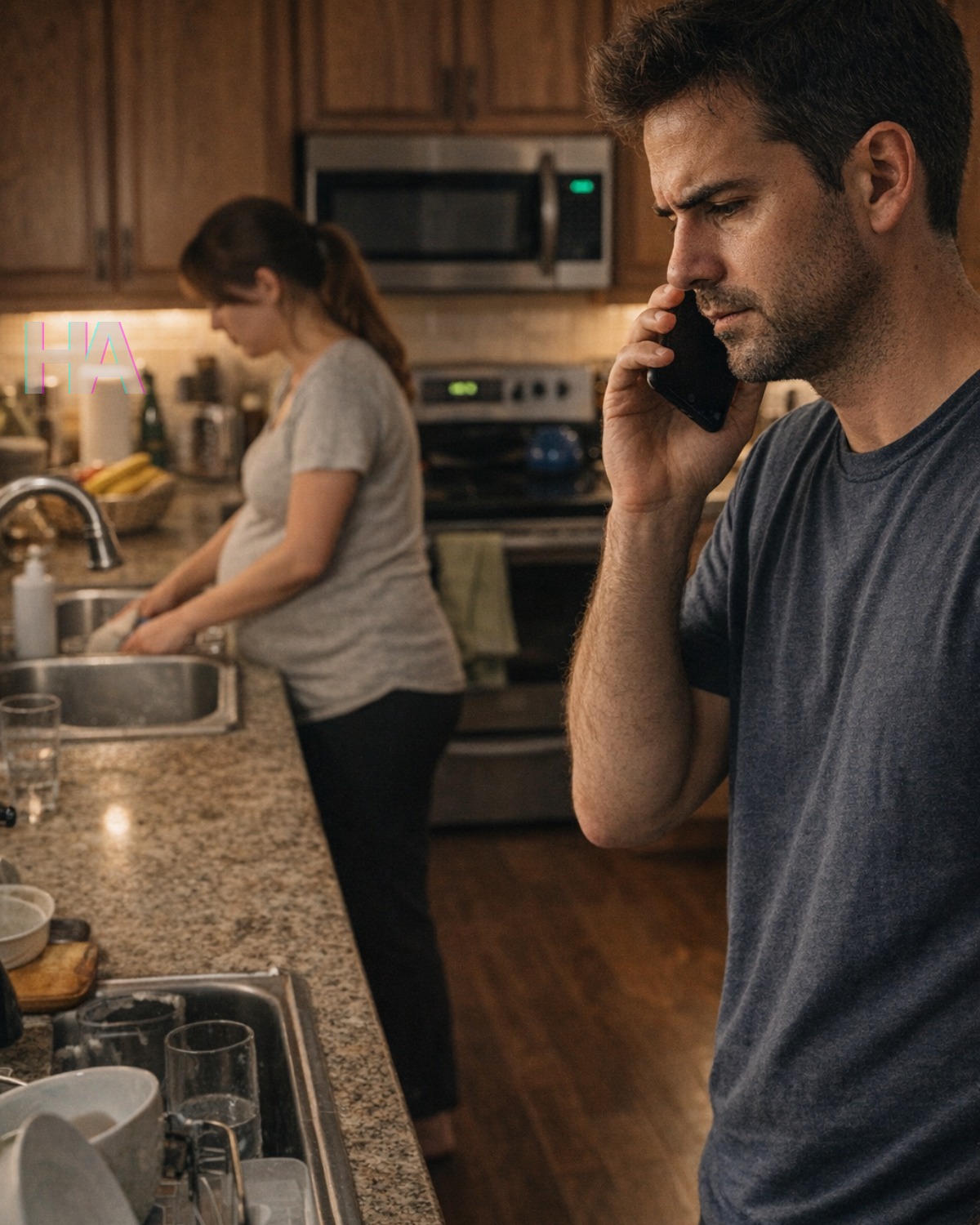 HE SAW HIS EIGHT-MONTHS-PREGNANT WIFE WASHING DISHES ALONE AT 10 P.M., SO HE SAID ONE SENTENCE THAT SHOOK HIS WHOLE FAMILY