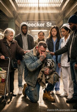 A Tattooed Stranger Held His Dying Dog on a New York Subway — Most People Moved Away, Until One Choice Exposed a Truth No One Expected