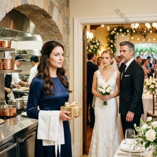 At my sister’s lavish wedding, I was sent to the kitchen as if I had no business being out there with the other guests. My sister coldly told me to stay in the back and handle the serving. But everything suddenly changed the moment the female CEO’s husband saw me and froze. As for my sister, she was left stunned, because the truth about me was nothing like what she had always believed.