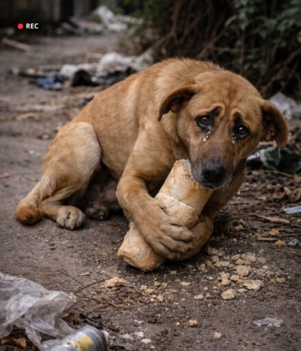 Touching Scene: Homeless Pup’s Joyful Reaction to a Simple Gift of Bread
