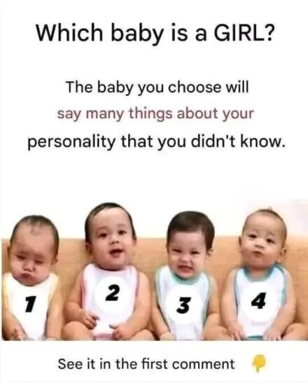 In this test you must discover which of the babies is a girl.