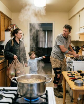 I took in a homeless man with a leg brace for one night because my son couldn’t stop staring at him in the cold. I left for work the next morning expecting him to be gone by evening. When I came back exhausted, my apartment didn’t look the same—clean counters, trash out, the door fixed, food simmering on the stove. The surprise wasn’t magic. It was proof he’d been useful long before he was homeless.