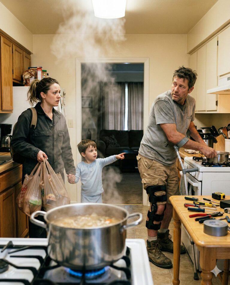 I took in a homeless man with a leg brace for one night because my son couldn’t stop staring at him in the cold. I left for work the next morning expecting him to be gone by evening. When I came back exhausted, my apartment didn’t look the same—clean counters, trash out, the door fixed, food simmering on the stove. The surprise wasn’t magic. It was proof he’d been useful long before he was homeless.