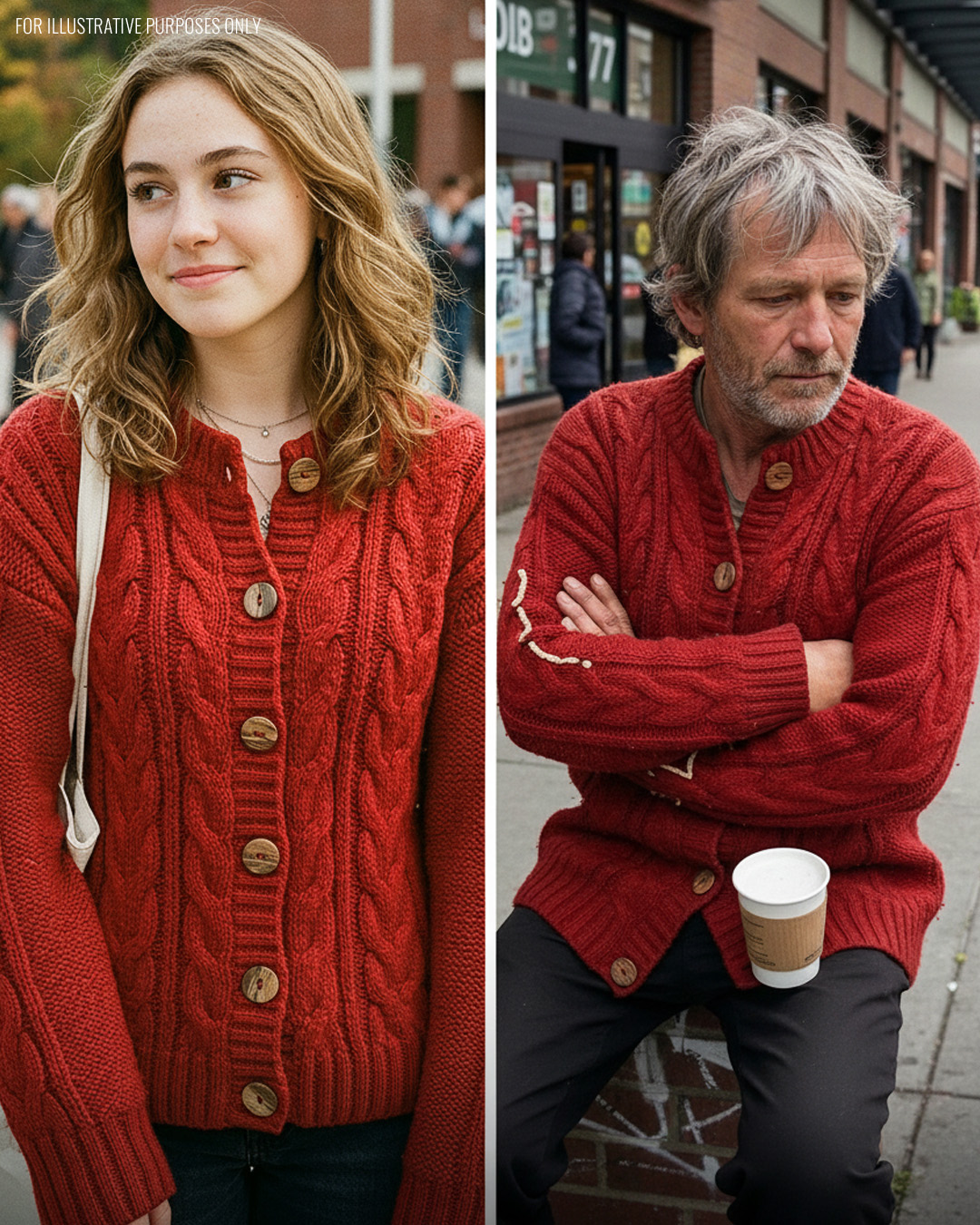 I Saw a Homeless Man Outside the Grocery Store Wearing My Missing Daughter’s Hand-Knit Red Sweater – His 4-Word Confession Made Me Drop My Groceries in Shock