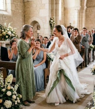 « J’allais me cacher au mariage de mon fils parce que ma robe était vieille… mais quand ma belle-fille a vu la robe verte, elle a interrompu la cérémonie et toute l’assemblée s’est mise à pleurer. »