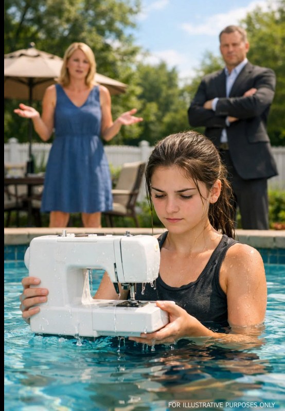 My 16-Year-Old Daughter Saved for Months to Buy the Sewing Machine She Dreamed About. When She Didn’t Finish Her Chores Fast Enough, Her Stepmother Threw It Into the Pool—And My Ex-Husband Just Stood There Watching.