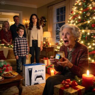 At our family Christmas party, my mother handed my son a PS5 box. But when he opened it, all he found inside was an old phone card—and nothing else. At the same time, my nephew was given a brand-new PlayStation 5. My mother laughed and said, “Santa only comes for good kids.” The people around us joined in and laughed too. But thirty minutes later, I calmly placed a small box in her hands. The moment she opened it, she went completely still.