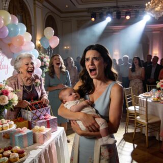 At my baby shower, my mother-in-law handed me a gift with a smug smile. When I opened it, I found a dog cage inside. She laughed and said, “That baby cries so much, she’s basically a little puppy.” Then she swung the cage door open and said, “This is exactly where she belongs,” while trying to force my baby inside. The room exploded with laughter. But in the very next second, a loud voice rang out across the room—and the entire place fell dead silent