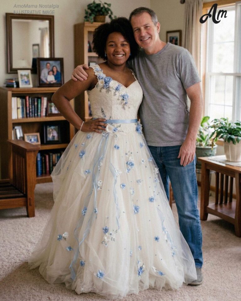 My Father Sewed Me a Dress from My Late Mother’s Wedding Gown for Prom – My Teacher Laughed Until an Officer Walked In