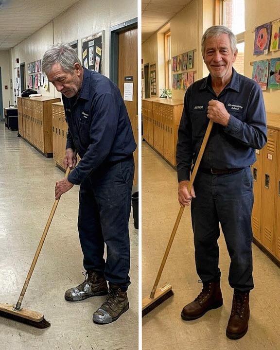 I Bought the School Janitor New Boots After Seeing His Taped-up Soles – I Couldn’t Stop Crying When He Showed up at My Front Door That Night