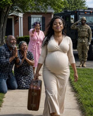 Hours after my husband’s funeral, Mom pointed at my 8-month pregnant belly. “Your sister’s rich husband is moving in. Go sleep in the 10-degree garage,” she spat. My Dad sneered: “Your crying ruins our vibe.” I smiled coldly and whispered, “Okay.” They thought I was a helpless widow. But the next morning—when armored military SUVs and Special Forces squad arrived to escort me away—my family went completely pale…