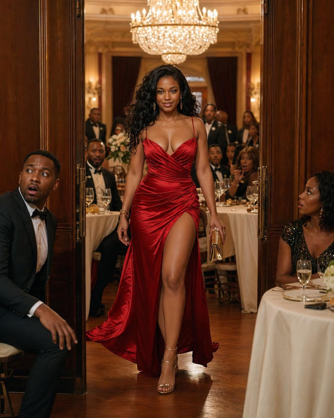 “My husband bu:rned my only decent dress so I couldn’t attend his promotion party. He called me an “embarrassment.” But when the grand ballroom doors opened, I appeared in a way he never expected—and that night destroyed his world completely.