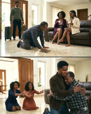 I spent five years working abroad to give my wife and my elderly father a good life. I came home without telling them to surprise them—but when I opened the door, I saw my father on his knees, scrubbing the floor, while my wife and her mother lounged on the sofa like queens. In that moment, my love died.