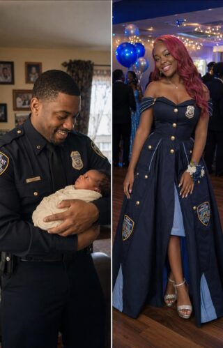 My Daughter Made Her Prom Dress Out of Her Late Dad’s Uniform – When Her Mean Classmate Poured Punch on It, the Girl’s Mother Grabbed the Mic and Said Something That Froze the Whole Gym