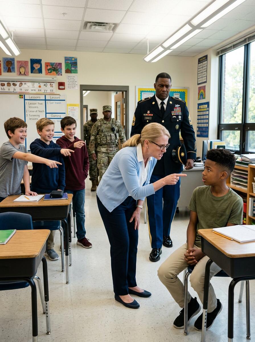 Teacher Calls Black Boy a Liar About His Dad’s Job — Went Silent When 4-Star General Walked In