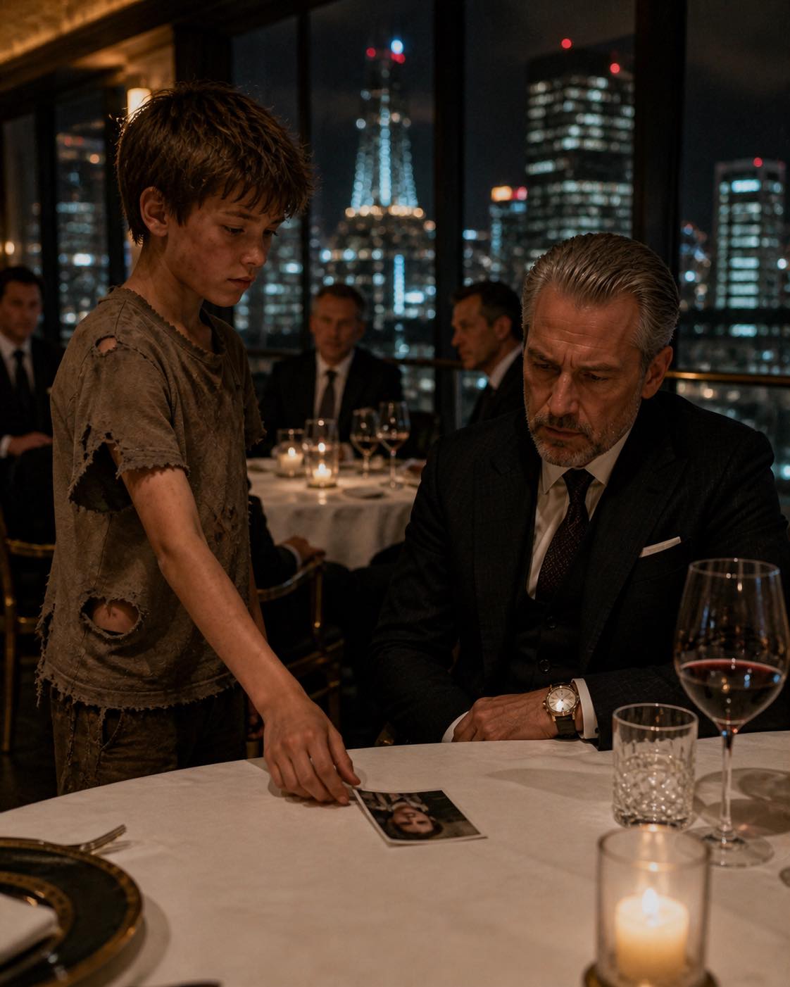 The Photograph – A Ragged Boy Walked Into a Rooftop Restaurant and Placed a Photograph Face Down in Front of the Most Powerful Man in the Room