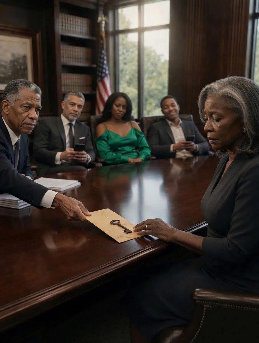 At my husband’s will reading, his three grown kids smirked as the lawyer gave them the mansion, the accounts, everything—and handed me