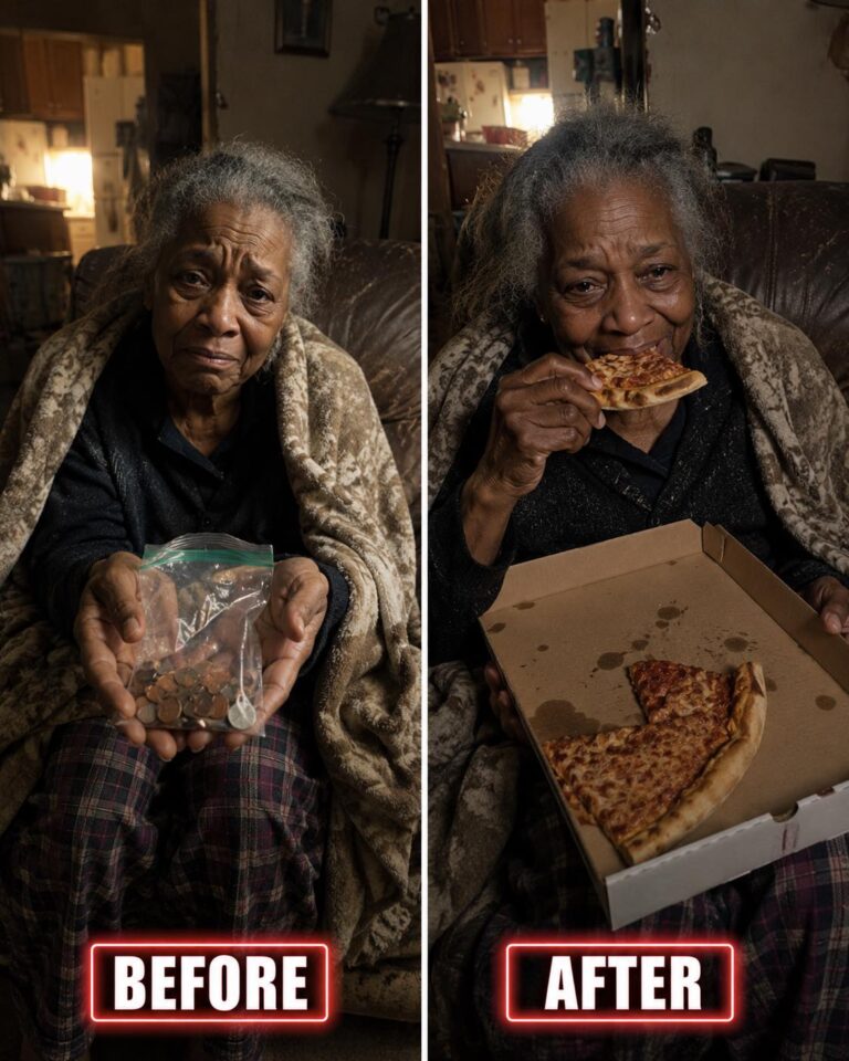 AN ELDERLY WOMAN TRIED TO PAY FOR HER $15 PIZZA WITH A PLASTIC BAG OF COINS — SO I MADE A CHOICE THAT CHANGED BOTH OUR LIVES.