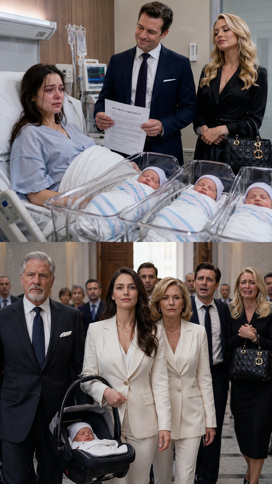 After I gave birth to our triplets, my husband brought his mistress to the hospital, a Birkin hanging from her arm, just to humiliate me. “You’re too ugly now. Sign the divorce,” he sneered. When I returned home with my babies, I discovered the house had already been transferred into the mistress’s name. I called my parents in tear “I chose wrong. You were right about him.” They thought I had surrendered. They had no idea who my parents really were… Two days later, karma arrived.