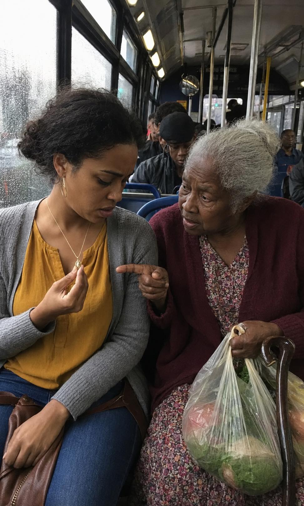I Gave My Seat to an Old Woman on the Bus. She Whispered, “If Your Husband Buys You a Necklace, Put It in Water First.” That Night, I Learned His Gift