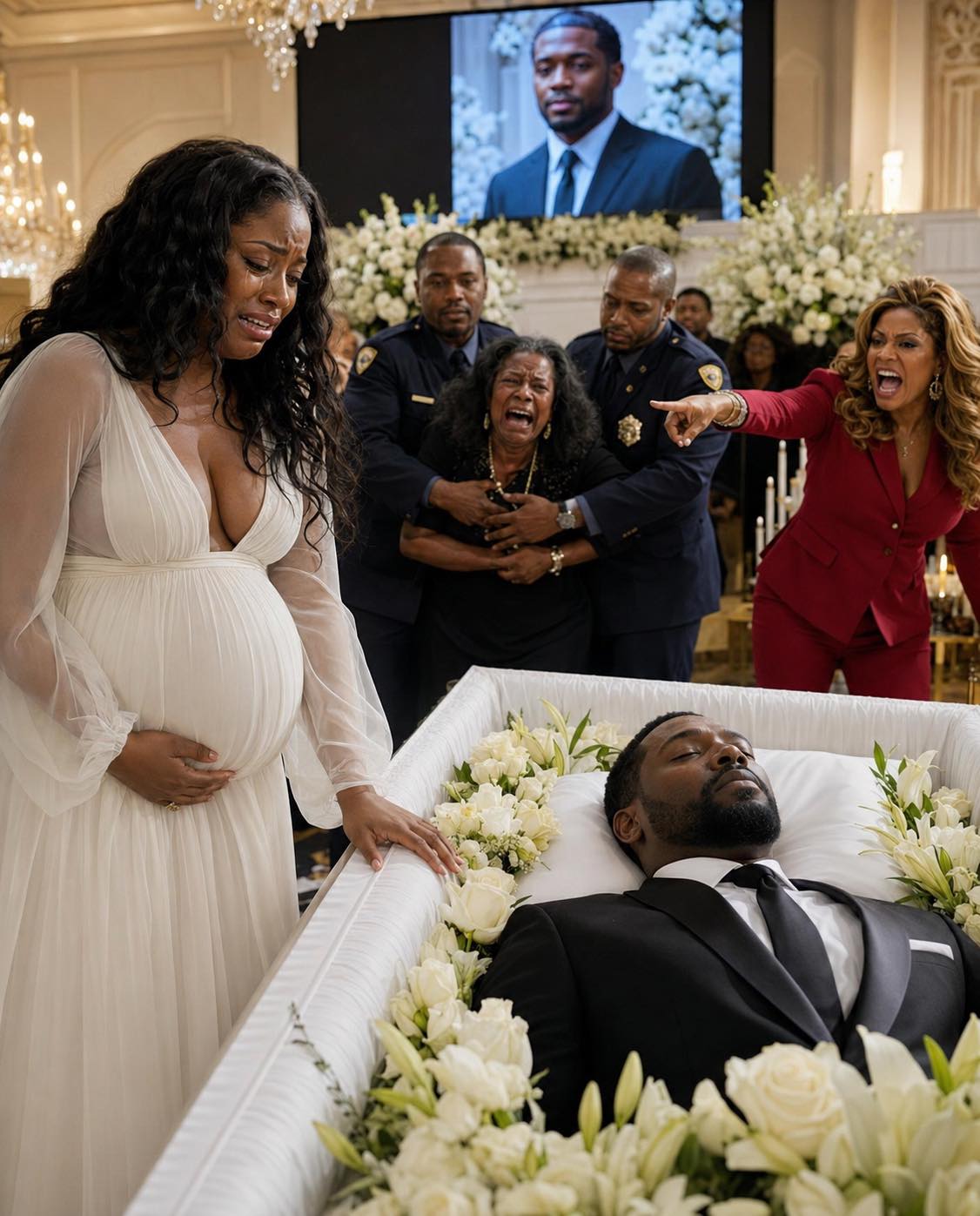 My husband was barely cold in his coffin, and my mother-in-law was already demanding the keys to our house. “Pack your bags, incubator,” she sneered, dropping a fake paternity test onto his casket.