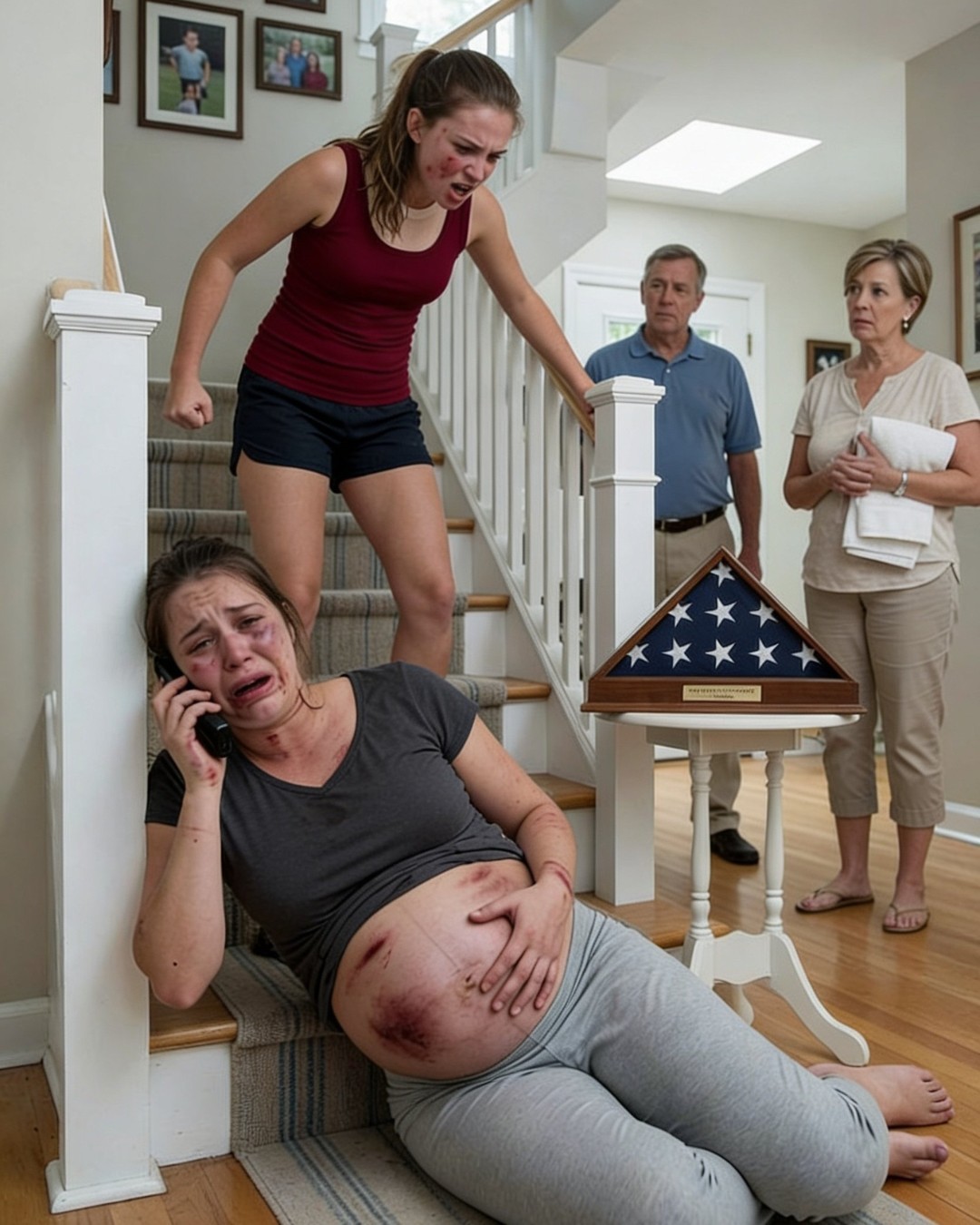 Pregnant Wife Made One Call After Her Sister Pushed Her Downstairs-tete