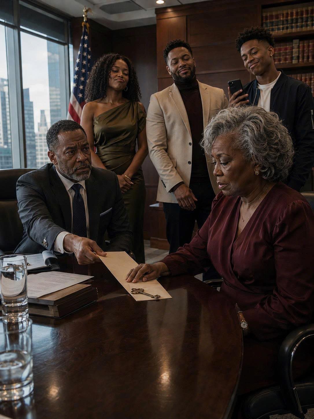 At my husband’s will reading, his three grown kids smirked as the lawyer gave them the mansion, the accounts, everything—and handed me, his wife of