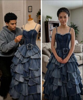 My stepmom refused to pay for my prom dress, so my brother made one from our late mom’s old jeans but when I walked into prom, her plan to embarrass me took a turn she never saw coming.