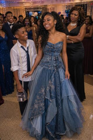My Stepmom Refused to Give Me Money for a Prom Dress – My Brother Sewed One from Our Late Mom’s Jeans Collection, and What Happene