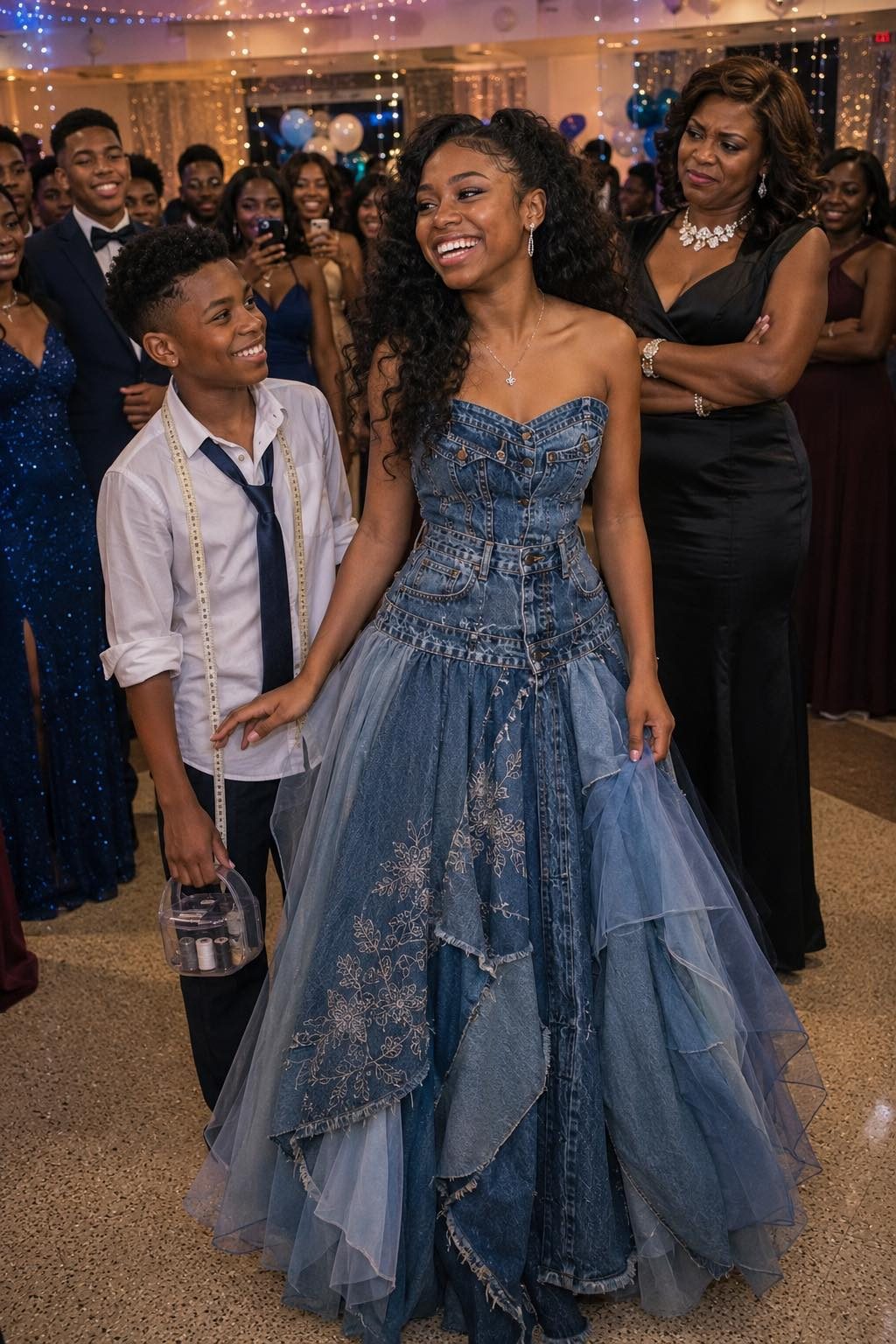 My Stepmom Refused to Give Me Money for a Prom Dress – My Brother Sewed One from Our Late Mom’s Jeans Collection, and What Happene