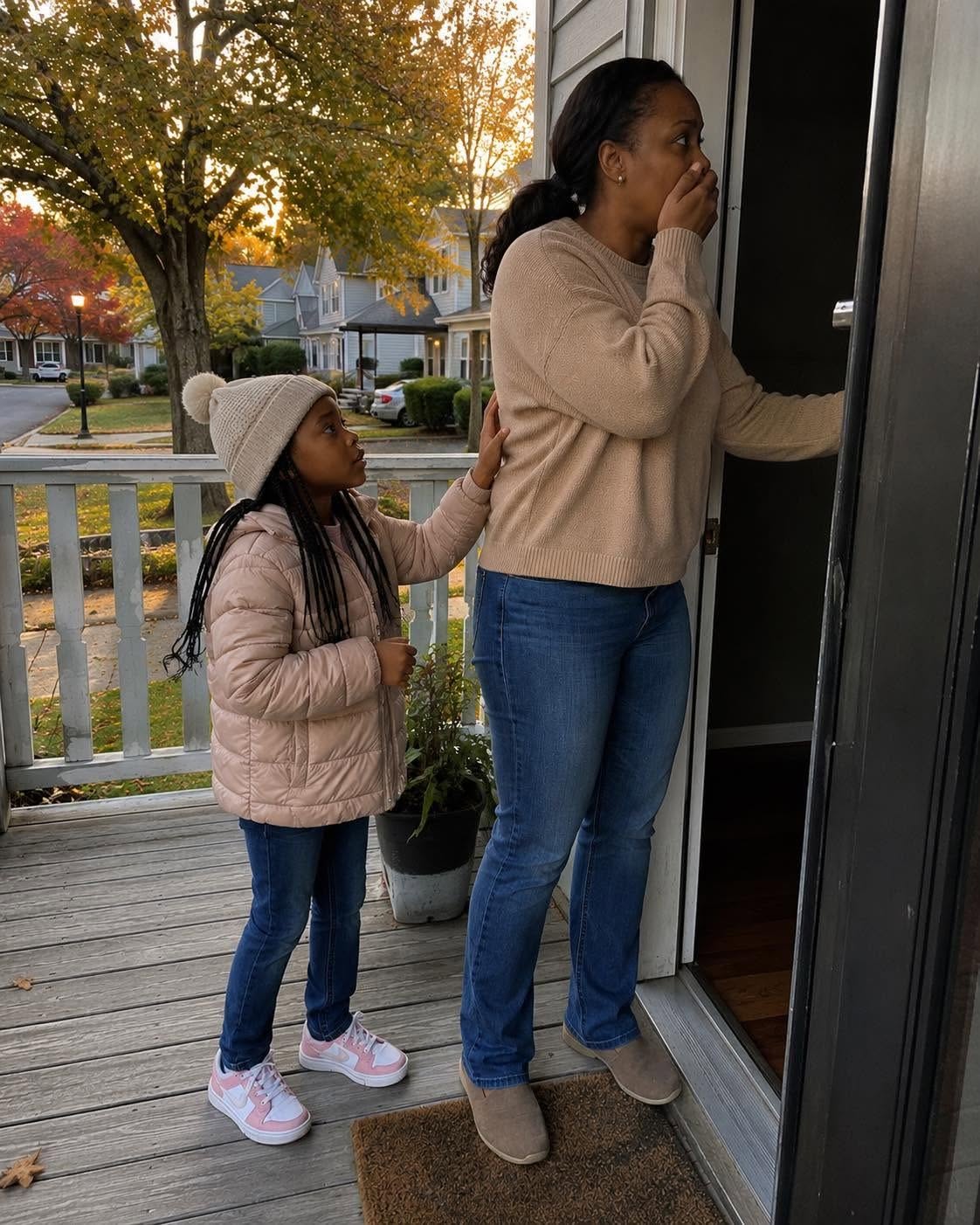 My husband had been staying at his mother’s house to look after her. Wanting to surprise him, I arrived with our 7-year-old daughter without telling