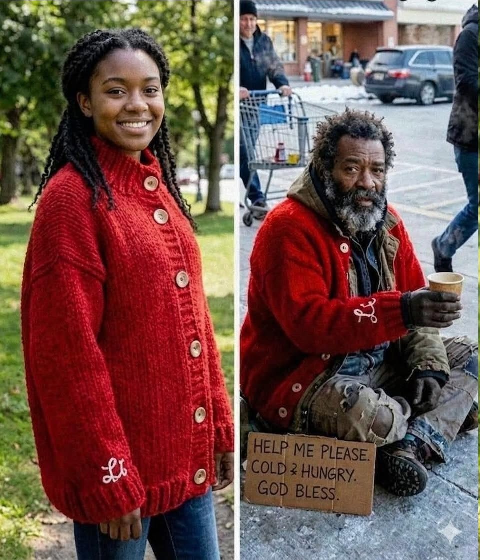 I Saw a Homeless Man Outside the Grocery Store Wearing My Missing Daughter’s Hand-Knit Red Sweater – His 4-Word Confession Made Me Drop My Groceries in Shock