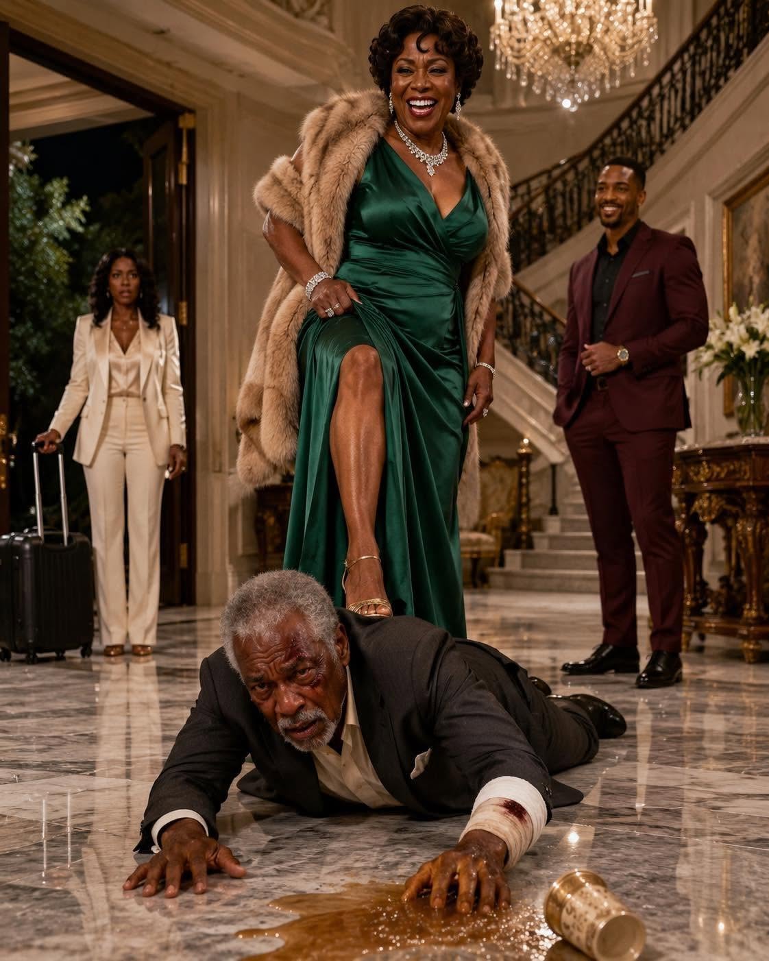 I came home just in time to see my injured father crawling across the marble floor while my stepmother laughed above him. AD
