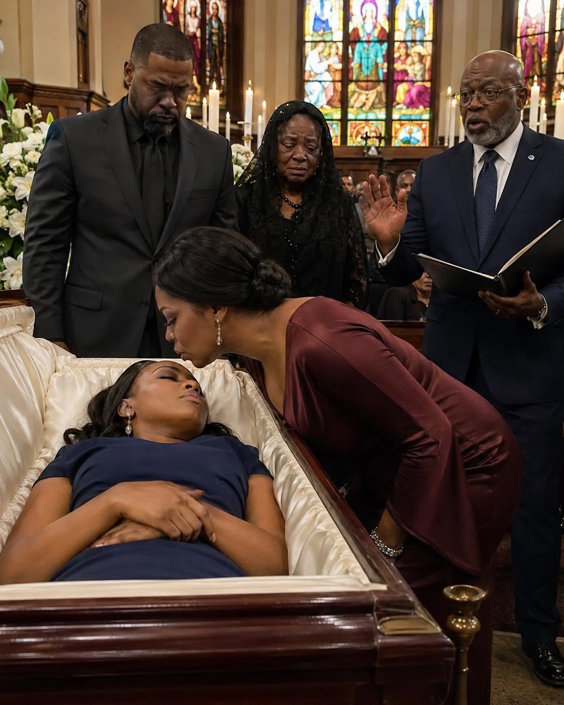 At my daughter’s funeral, her husband’s mistress leaned close and whispered, “I won”… until the lawyer stepped forward, asked for silence, and
