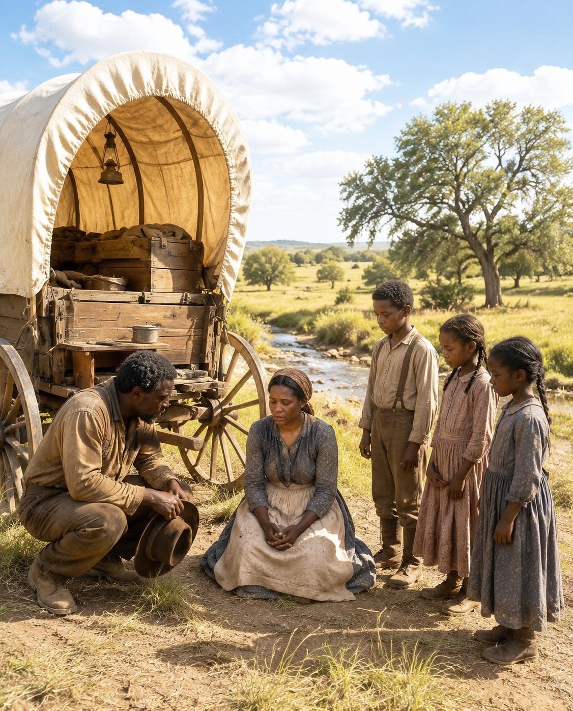 Five Frightened Girls In A Broken Wagon Until A Rancher Stepped In