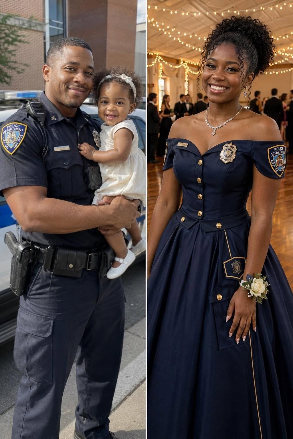 My Daughter Made Her Prom Dress Out of Her Late Father’s Uniform – When Her Mean Classmate Poured Punch on It, the Girl’s Mother Grabbed the Mic and Said Something That Froze the Whole bw 1