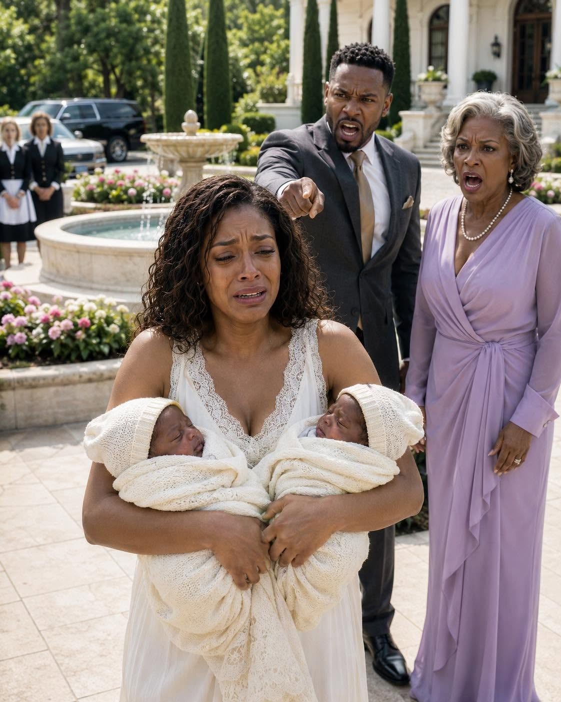“Get out—and take those children with you!” my mother-in-law screamed as my husband pushed me and my ten-day-old twins into the freezing