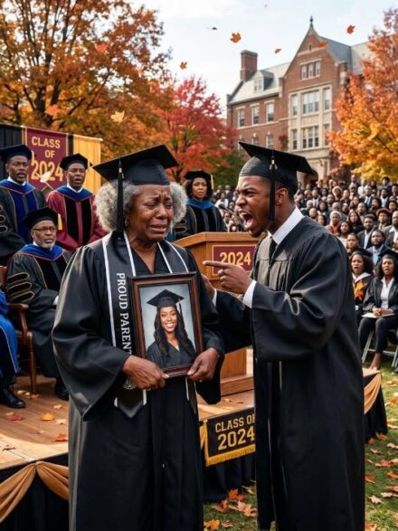 My son banned me from his med school graduation, texting that my scarred hands and limp would embarrass his wealthy in-laws. I had scrubbed floors for 30 years to pay his tuition. I showed up anyway, hiding in the very back row. But the moment the University President announced the ‘Lifetime Hero Award’ and called my name to the stage, I stepped out of the shadows. As I limped past his row, my son’s arrogant expression shattered into absolute terror…