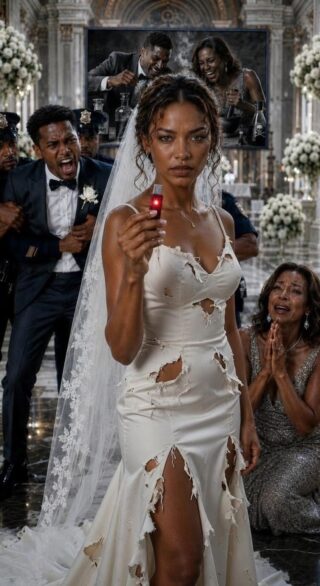 I walked down the aisle with a split lip and a torn veil. My groom smirked at his friends. “She needed a reminder of who’s boss before we sign the papers,” he laughed loudly. The entire congregation, including his mother, chuckled. At the altar, he handed me a gold pen, expecting me to quietly sign away my late father’s $50M company. I didn’t cry. I calmly looked him in the eye, snapped the expensive pen in half, and reached deep into my bridal bouquet. The item I pulled out made his smug face go deathly pale.